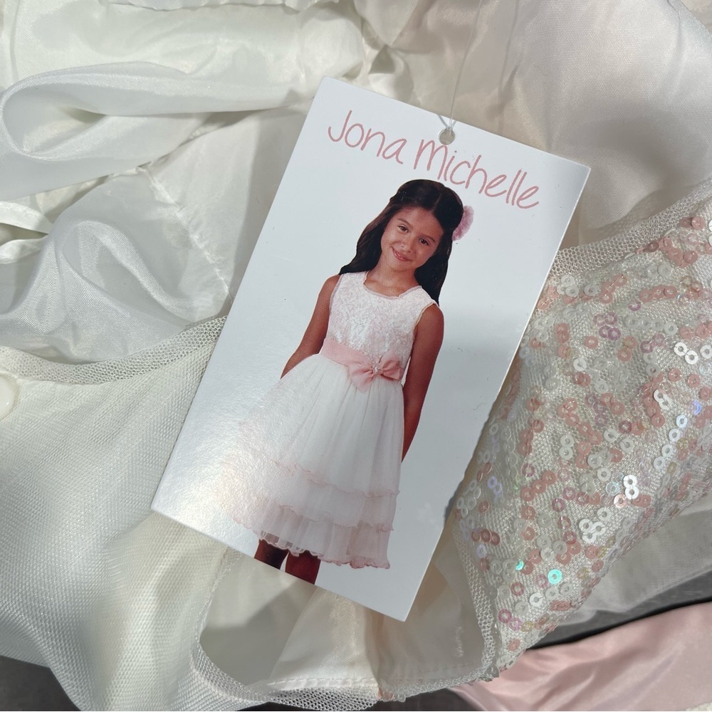 Jona Michelle Pink and White Layered Dress 2T - Picture 5 of 6